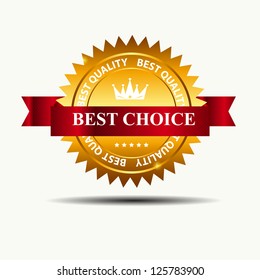 Vector best choice retro  label with gold ribbon.