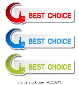 Vector best choice stickers - gesture hand