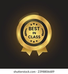 vector best in class golden label on black background
