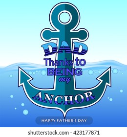 Vector Best Dad Poster  on Blue Water Background. Happy Fathers Day Design