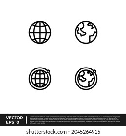 Vector - The Best Design Internet Icon Globe Outline For All Needs