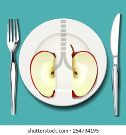 Vector Of Best Food For Your Lungs. Smart Food Choices May Help You Breathe Easier If You Have Asthma.