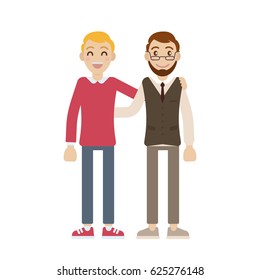Vector best friends hug character cartoon 