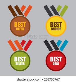 Vector : Best Offer, Best Choice, Best Seller, Best Deal Medal, Icon, Sign 