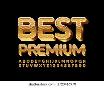 Vector Best Premium Alphabet Letters and Numbers. Golden textured Font for Business logo