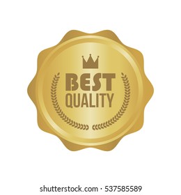Signo de oro de la mejor calidad del Vector, etiqueta redonda.