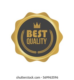 Vector Best Quality Gold Sign, Round Label