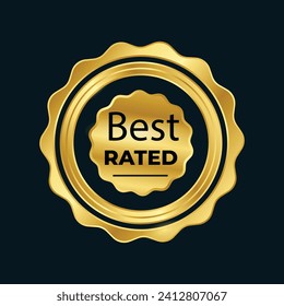 vector best rated golden label on black background

