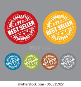 Vector : Best Seller 100% Guarantee Campaign Promotion, Product Label, Infographics Flat Icon, Sign, Sticker