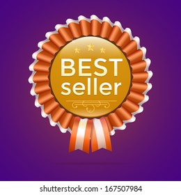 Vector best seller gold sign, label template for your business