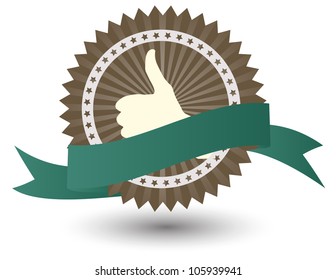 Vector Best Seller label with red ribbon.