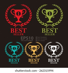 Vector : Best Seller Wheat Laurel Wreath, Ribbon, Label, Sticker or Icon