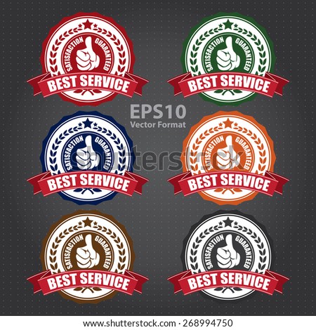 vector : best service satisfaction guarantee sticker, sign, icon, label 