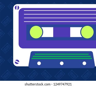 Vector beta tape and cassette box old graphic in 80s style. Awesome super video hits. VHS effect. 80's and 90's style. Retro vintage cover