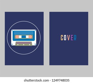 Vector beta tape and cassette box old graphic in 80s style. Awesome super video hits. VHS effect. 80's and 90's style. Retro vintage cover