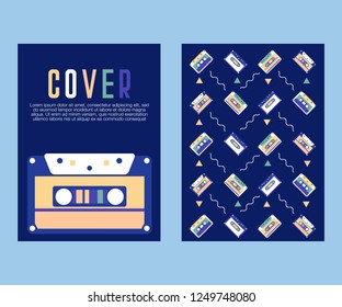 Vector beta tape and cassette box old graphic in 80s style. Awesome super video hits. VHS effect. 80's and 90's style. Retro vintage cover