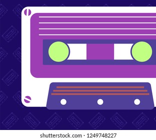 Vector beta tape and cassette box old graphic in 80s style. Awesome super video hits. VHS effect. 80's and 90's style. Retro vintage cover