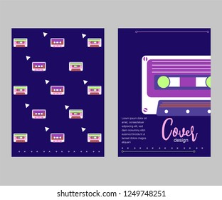 Vector beta tape and cassette box old graphic in 80s style. Awesome super video hits. VHS effect. 80's and 90's style. Retro vintage cover