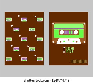 Vector beta tape and cassette box old graphic in 80s style. Awesome super video hits. VHS effect. 80's and 90's style. Retro vintage cover