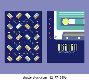 Vector beta tape and cassette box old graphic in 80s style. Awesome super video hits. VHS effect. 80's and 90's style. Retro vintage cover