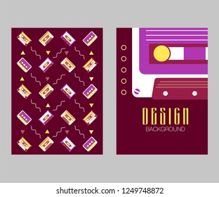 Vector beta tape and cassette box old graphic in 80s style. Awesome super video hits. VHS effect. 80's and 90's style. Retro vintage cover