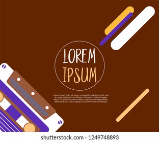 Vector beta tape and cassette box old graphic in 80s style. Awesome super video hits. VHS effect. 80's and 90's style. Retro vintage cover