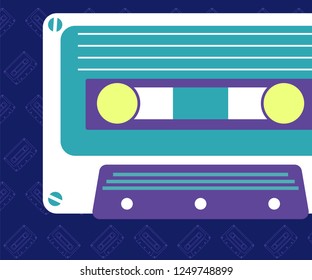 Vector beta tape and cassette box old graphic in 80s style. Awesome super video hits. VHS effect. 80's and 90's style. Retro vintage cover
