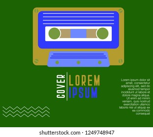 Vector beta tape and cassette box old graphic in 80s style. Awesome super video hits. VHS effect. 80's and 90's style. Retro vintage cover