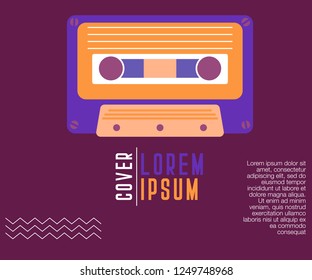 Vector beta tape and cassette box old graphic in 80s style. Awesome super video hits. VHS effect. 80's and 90's style. Retro vintage cover