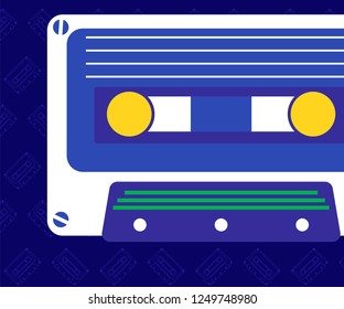 Vector beta tape and cassette box old graphic in 80s style. Awesome super video hits. VHS effect. 80's and 90's style. Retro vintage cover