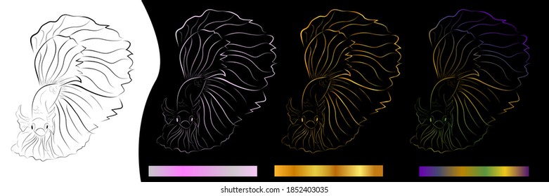 Vector Betta or siamese fighting fish, Big and Beautiful Tail
