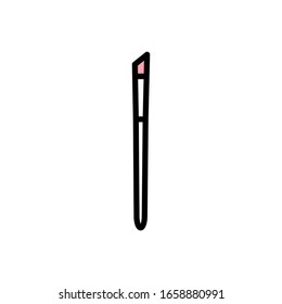 Vector beveled makeup brush icon in flat style with black stroke, pink fill