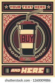 Vector Beverage Cup Poster Vintage Advertisement Style