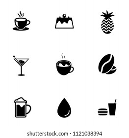 vector beverage drink icons set. juice, coffee, water and whiskey drinking sign symbols