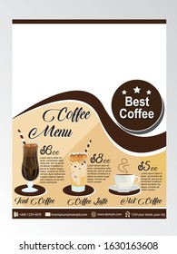 Vector beverage flyer for bar and cafe. Coffee restaurant menu. 