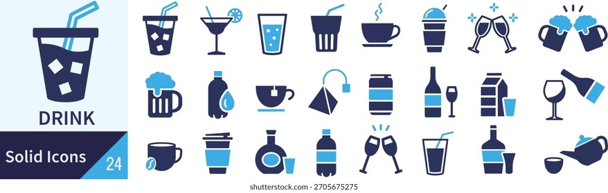Vector beverage silhouette icon set