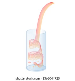 Vector beverage splash pour in glass. Vector isolated transparent illustration. Fresh vitamin drink, juice, soda, water, cocktail, alcohol, syrup, spirit