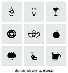 Vector Beverages icon set on grey background