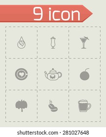 Vector Beverages icon set on grey background