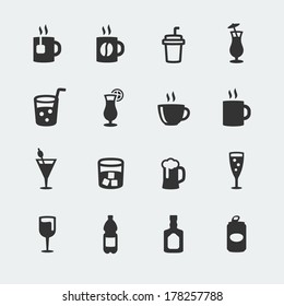 Vector beverages mini icons set