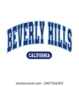 Vector Beverly Hills diseño de tipografía de texto para casaca de béisbol de capucha de camiseta y otros usos vectores