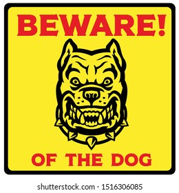 vector of 
beware of the dog yellow sign