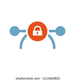Vector bezier icon, multimedia icon with padlock sign. Vector bezier icon and security, protection, privacy symbol. Vector illustration