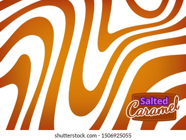 Vector Bg with Flowing Salted Caramel. Abstract Sweet Texture. Creative Food Background for Packaging Design and Advertisement