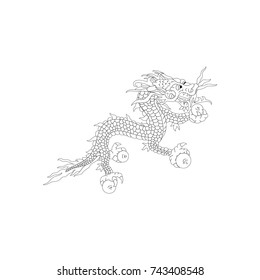 Vector Bhutan dragon with four legs