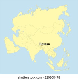 Vector Bhutan map on Asia