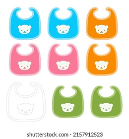 Vector bib pink blue green orange for babies toddlers for feeding