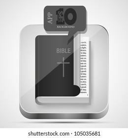 Vector Bible app icon with black bubble speech. Eps10