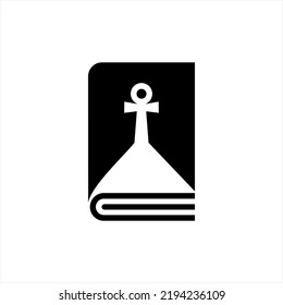 Vector bible design logo with cross and shadow symbol.