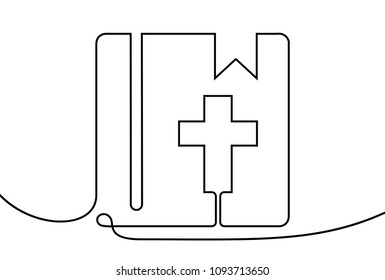 Vector Bible. One line style Christian Book illustration